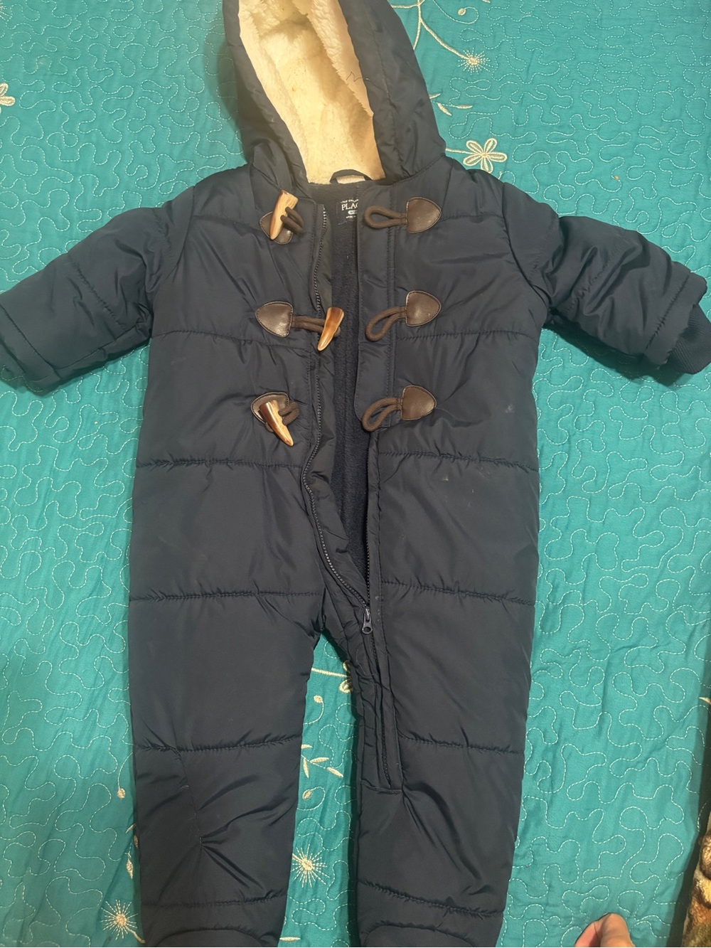 The Children's Place Navy Hooded One-Piece Puffer Snowsuit